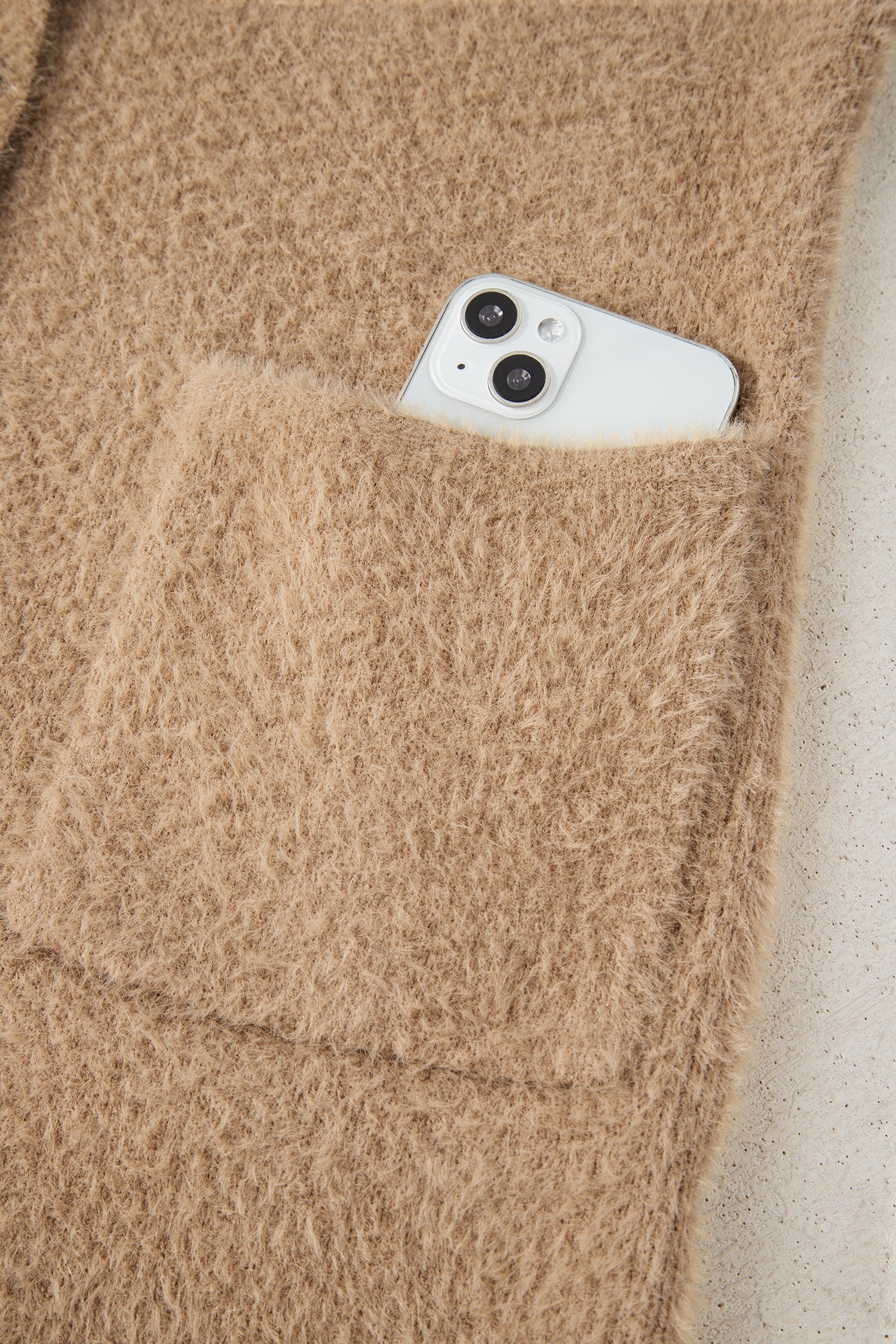 Solid Fuzzy Button-Front Cardigan