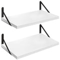 SAUMONIERES Floating Shelves Wall Bookshelf for Bedroom Bathroom Living Room Wood Wall Mounted Wide Deep Storage White Painted 24 Inch Wall Shelves Set of 2