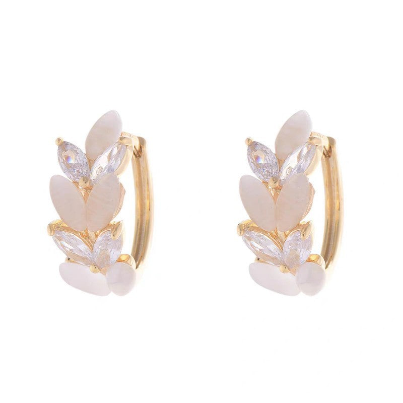 Wheat-ear Cats-eye Stone Minimalist Zircon Ear Clips