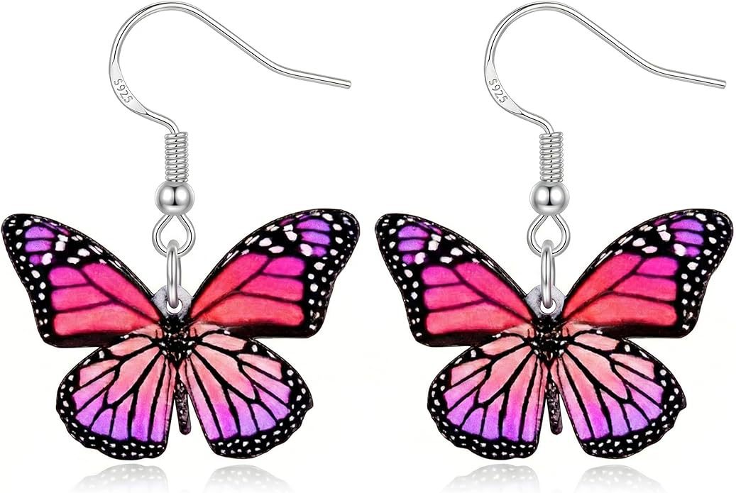 Acrylic Cartoon Butterfly Pendant Earrings