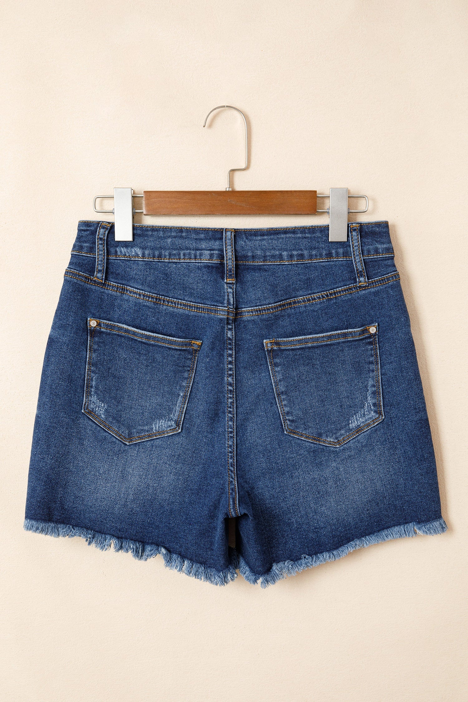 Holland High-Waist Distressed Denim Shorts with Whiskery Detail
