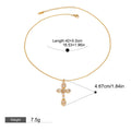18K Gold Cross Inlaid Gemstone Design Classic Fashion Necklace