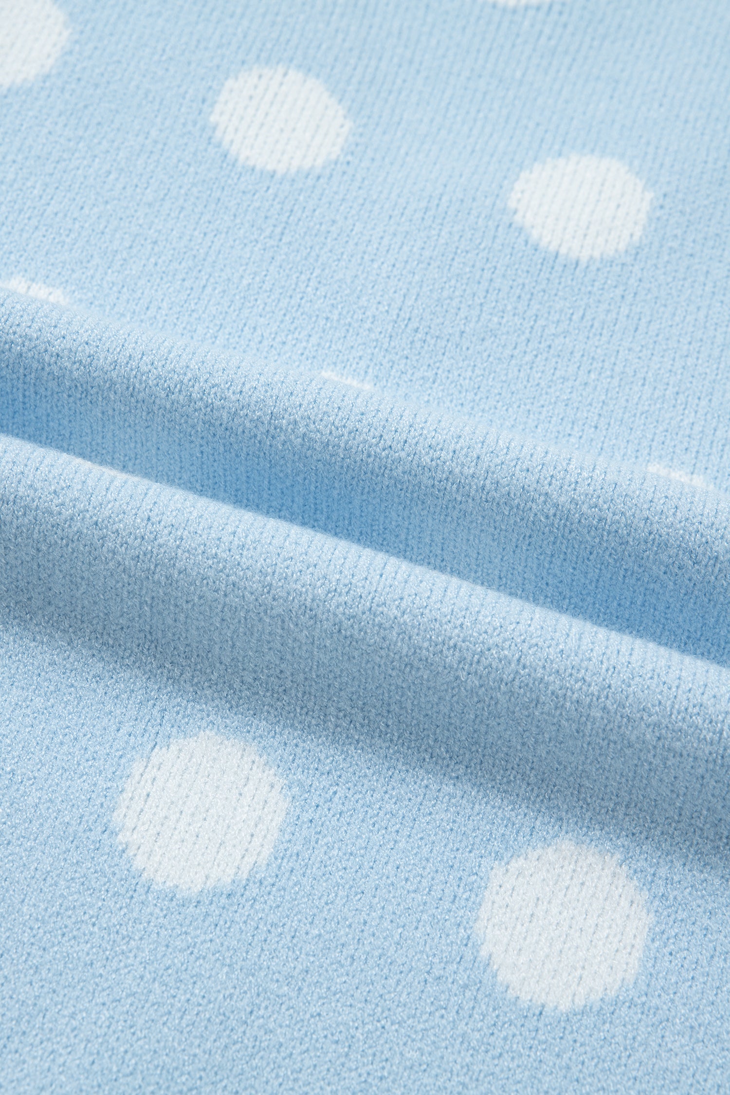 Rivka Puff Short Sleeve Sweater – Polka Dot V-Neck Knit Top