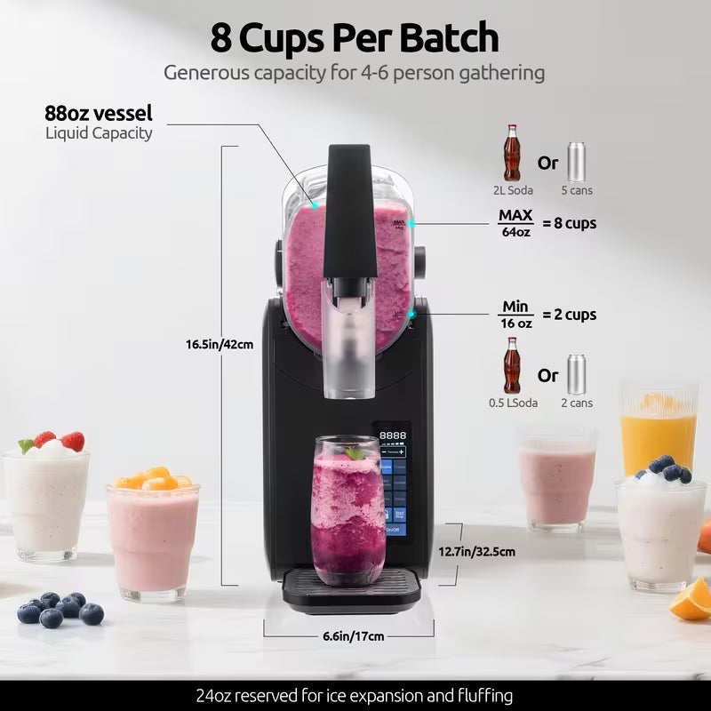 88 oz Commercial Slushie Machine with Cooling and Self-Cleaning