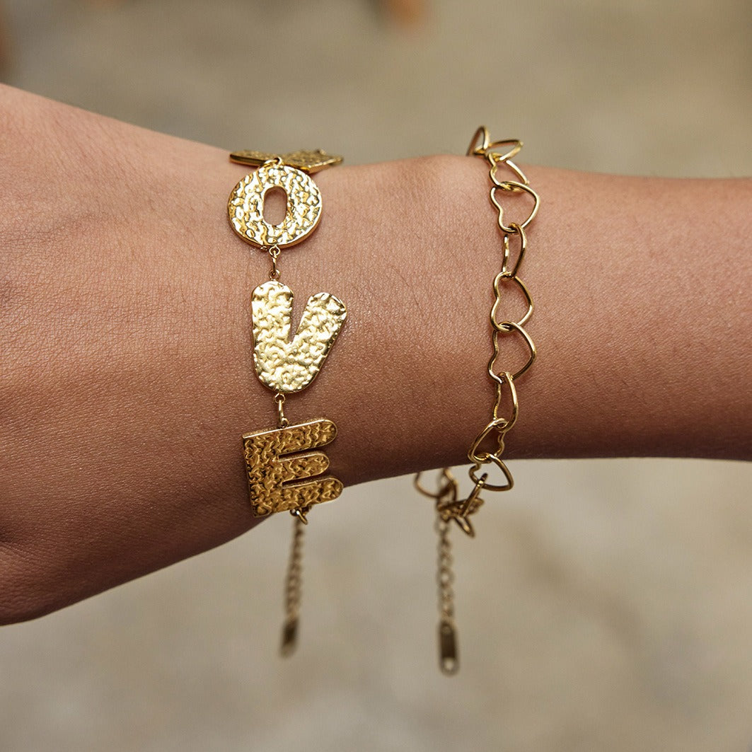 18K Gold Plated Minimalist Letter Titanium Steel Bracelet