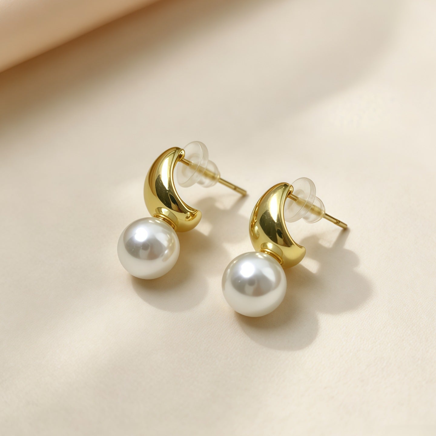 Womens French Style Two Way Wear Pearl Dangle Earrings,Gold Tone Plated Costume Earrings For Daily Party Wear