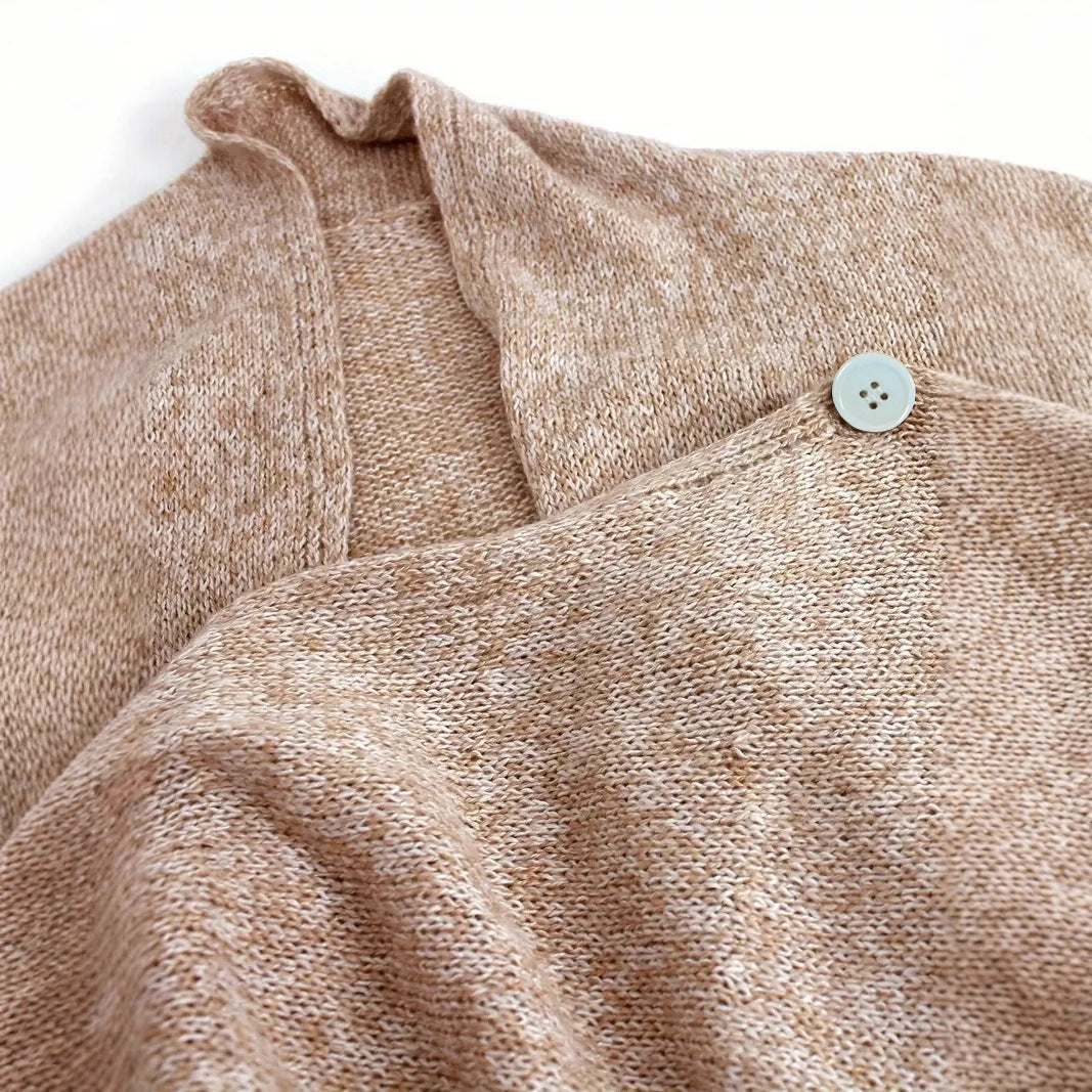 Women's Loose Knit Cardigan Sweater Coat in Khaki Boho Style