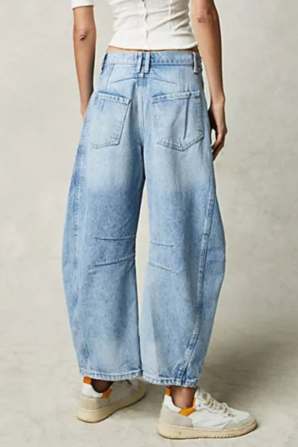 Wide Leg Jeans with Pockets Buttoned Front High Rise Denim