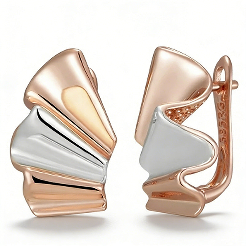 Rose Gold Zircon Geometric Earrings