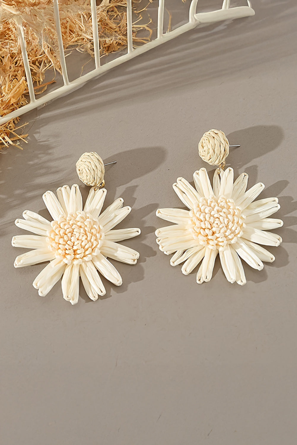 White Boho Flower Drop Earrings | Lightweight Floral Design