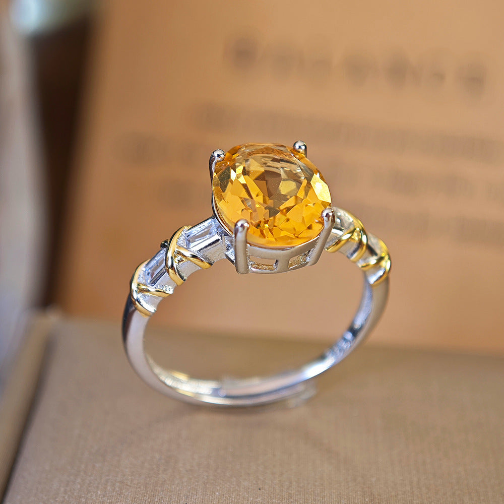 Versatile Open-Style Womens Natural Citrine Ring