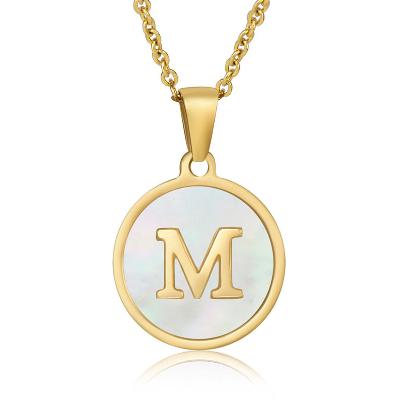 Natural Shell Initial Necklace in Gold Plating
