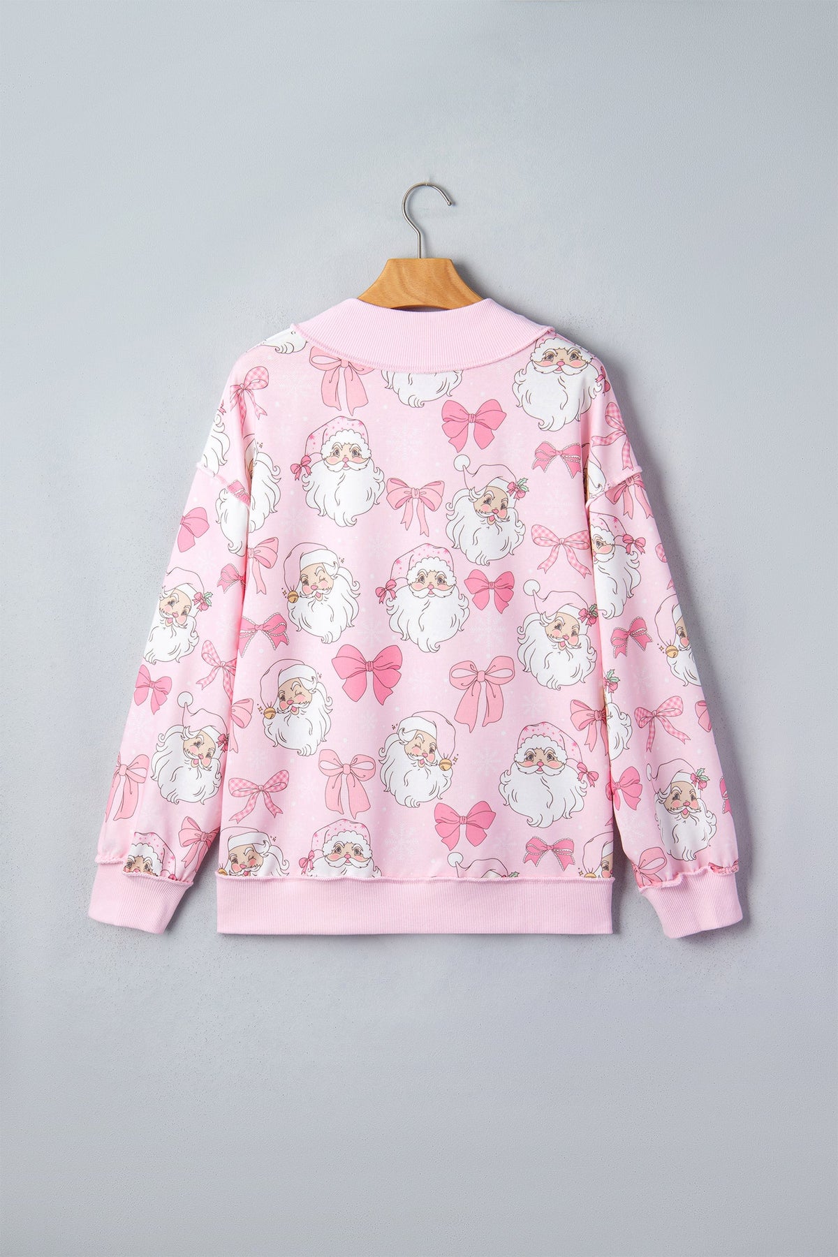 Christmas Santa Bow Mock Neck Graphic Sweatshirt