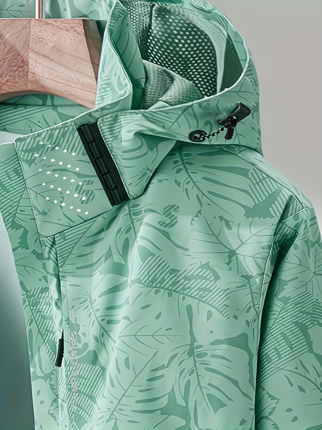 Women's Tropical Leaf Print Lightweight Windproof Hooded Jacket - Image 8
