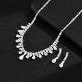 Women 2 Pcs V Shaped Waterfall Teardrop Rhinestone Jewelry Set,Choker Necklace And Dangle Earrings,Elegant Bridal Costume Accessories For Wedding Banquet Party Occasion