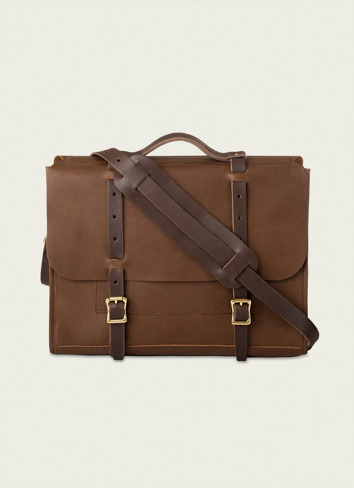 Tan Leather Messenger Bag with Laptop Compartment