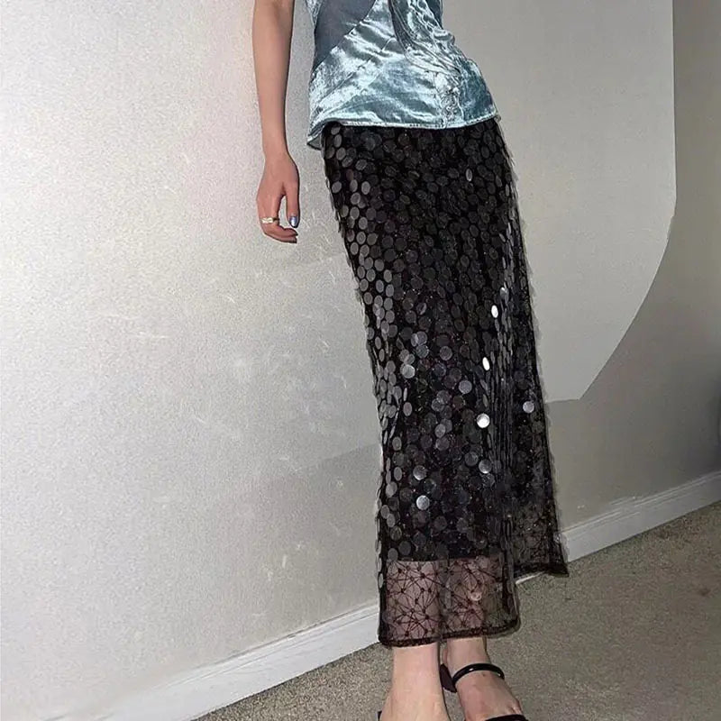 Embroidered Sequin Skirt for Women