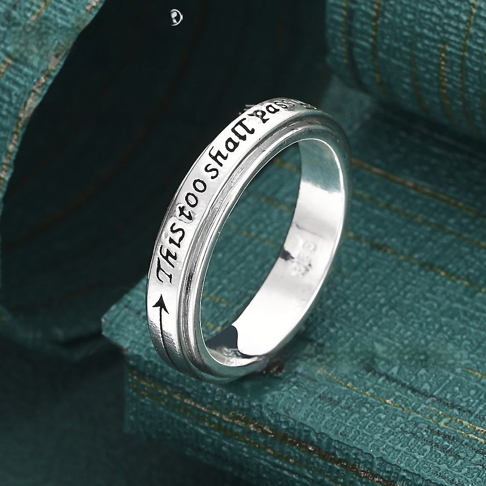 Letter-engraved Niche Design High-end And Versatile Finger Ring