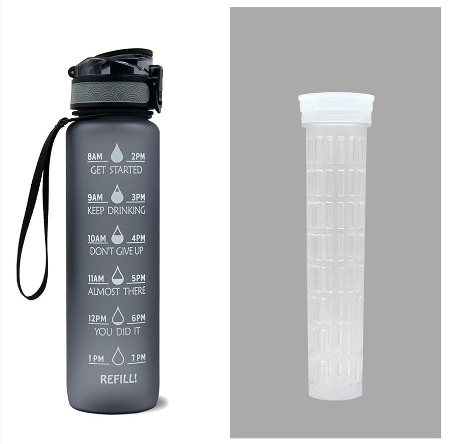 1L Motivational Tritan Water Bottle with Time Marker & Leakproof Lid