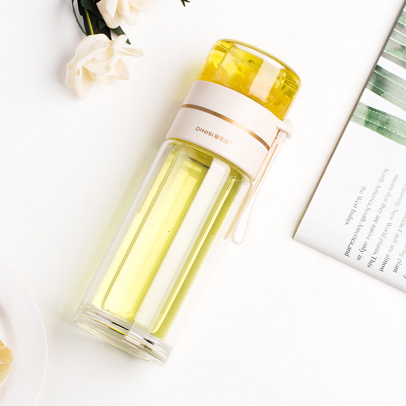 Double Wall Glass Tea Infuser Bottle with Leakproof Filter