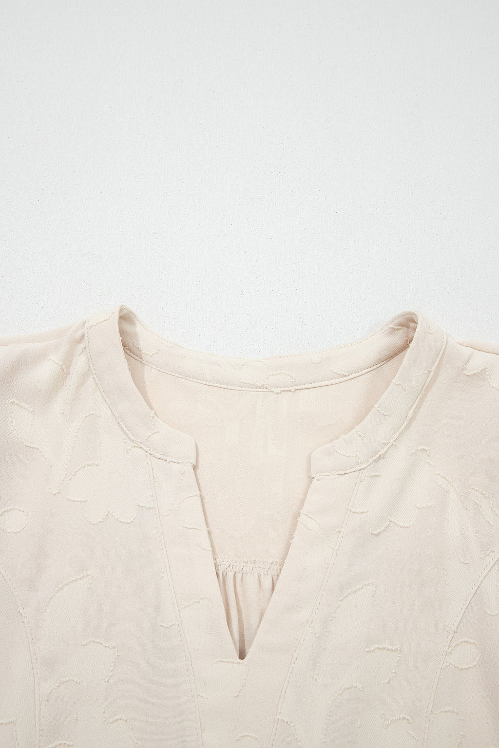 Long Sleeve Notch Neck Jacquard Tiered Mini Dress