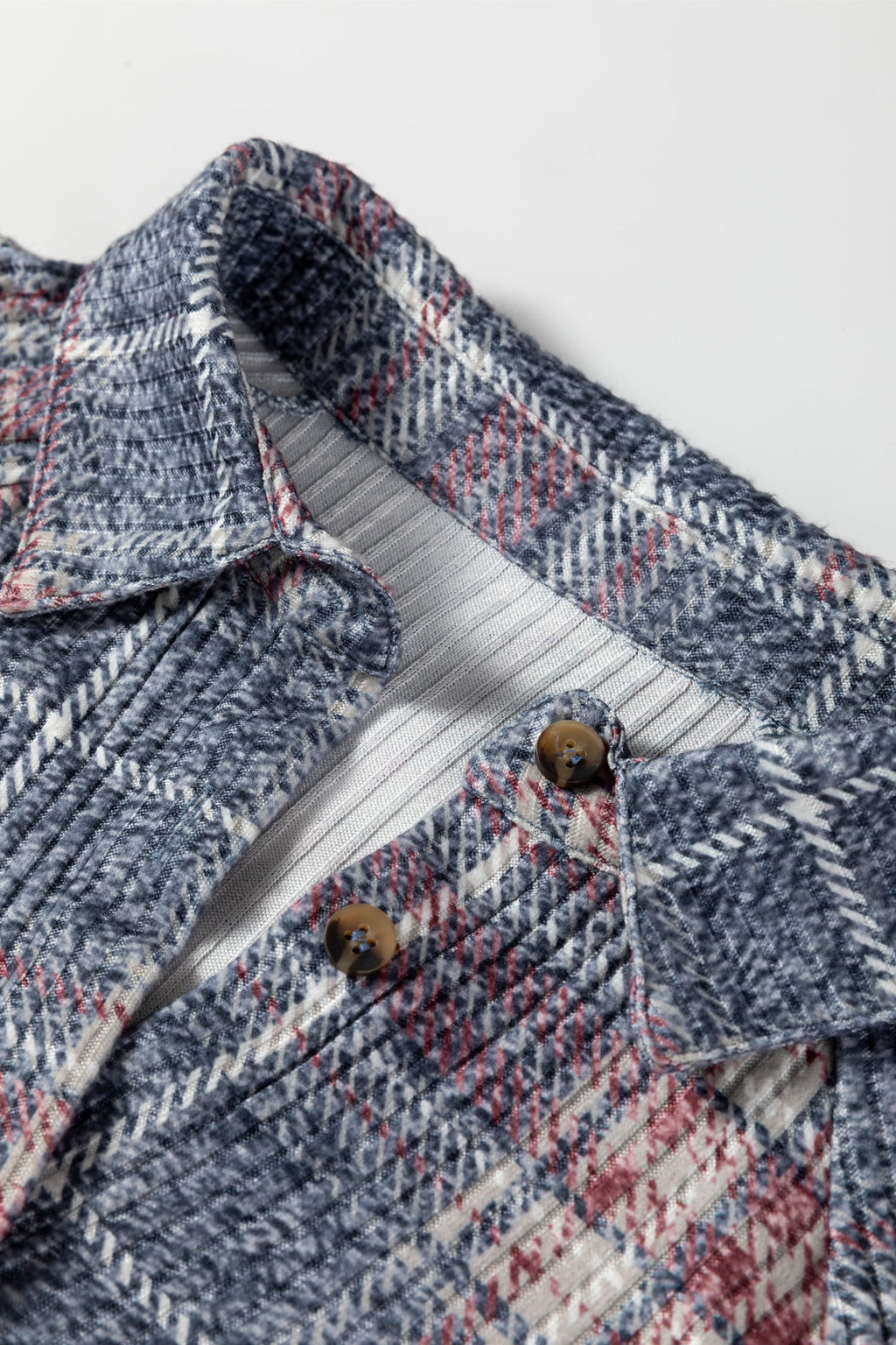Plaid Textured Button-Up Chest Pocket Shirt