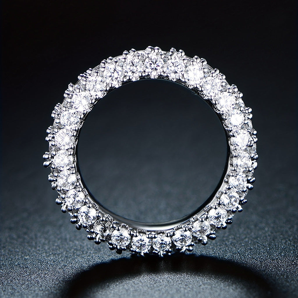 Minimalist Three-Stone Zircon Ring in Sterling Silver or Gold