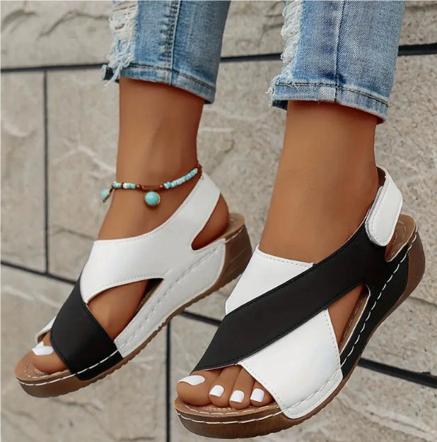 Women's Platform Roman Sandals Open Toe Velcro Beach Sandals
