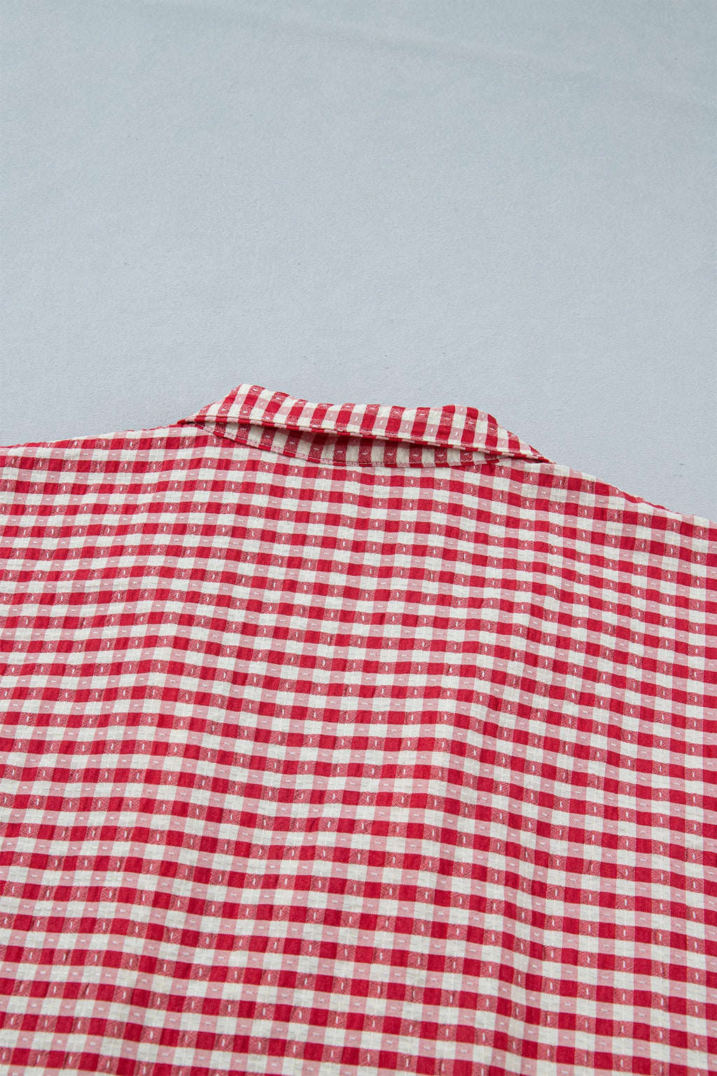 Wynter Sleeve Colorblock Trim Blouse in Red and White Plaid