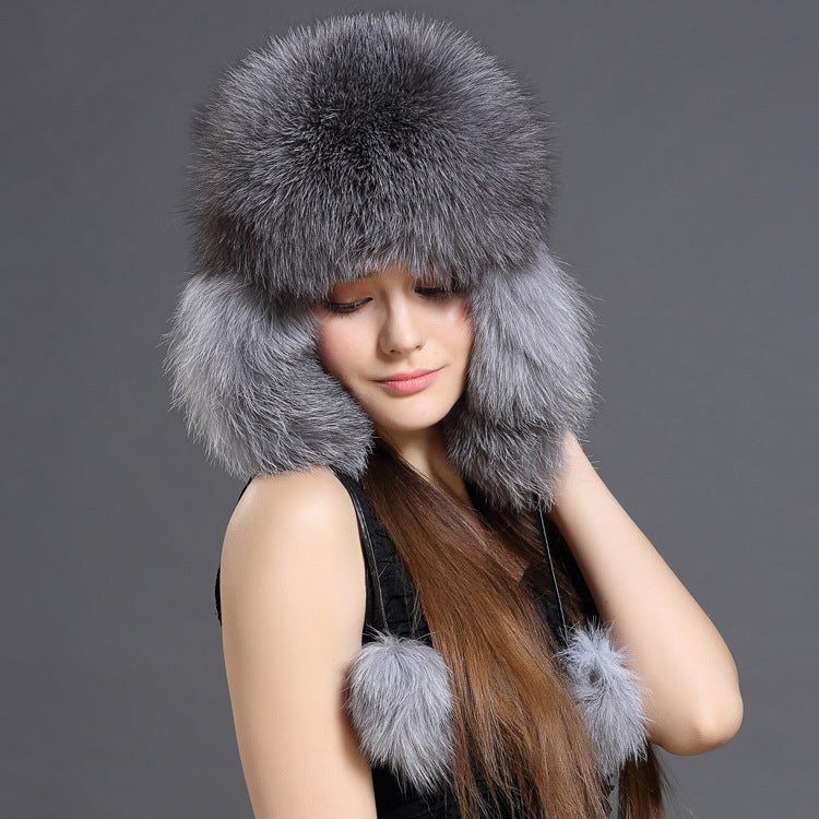 Women’s Plush Faux Fox Fur Lei Feng Hat Winter Ear Warmers - Image 7