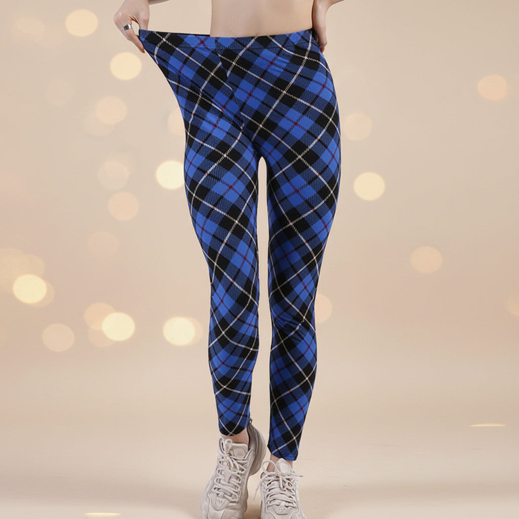 Women’s Plaid Yoga Leggings Mid Waist Push-Up Tapered Pants