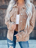 Women’s collared button-down jacket in a casual, elegant style with a soft polyester finish.