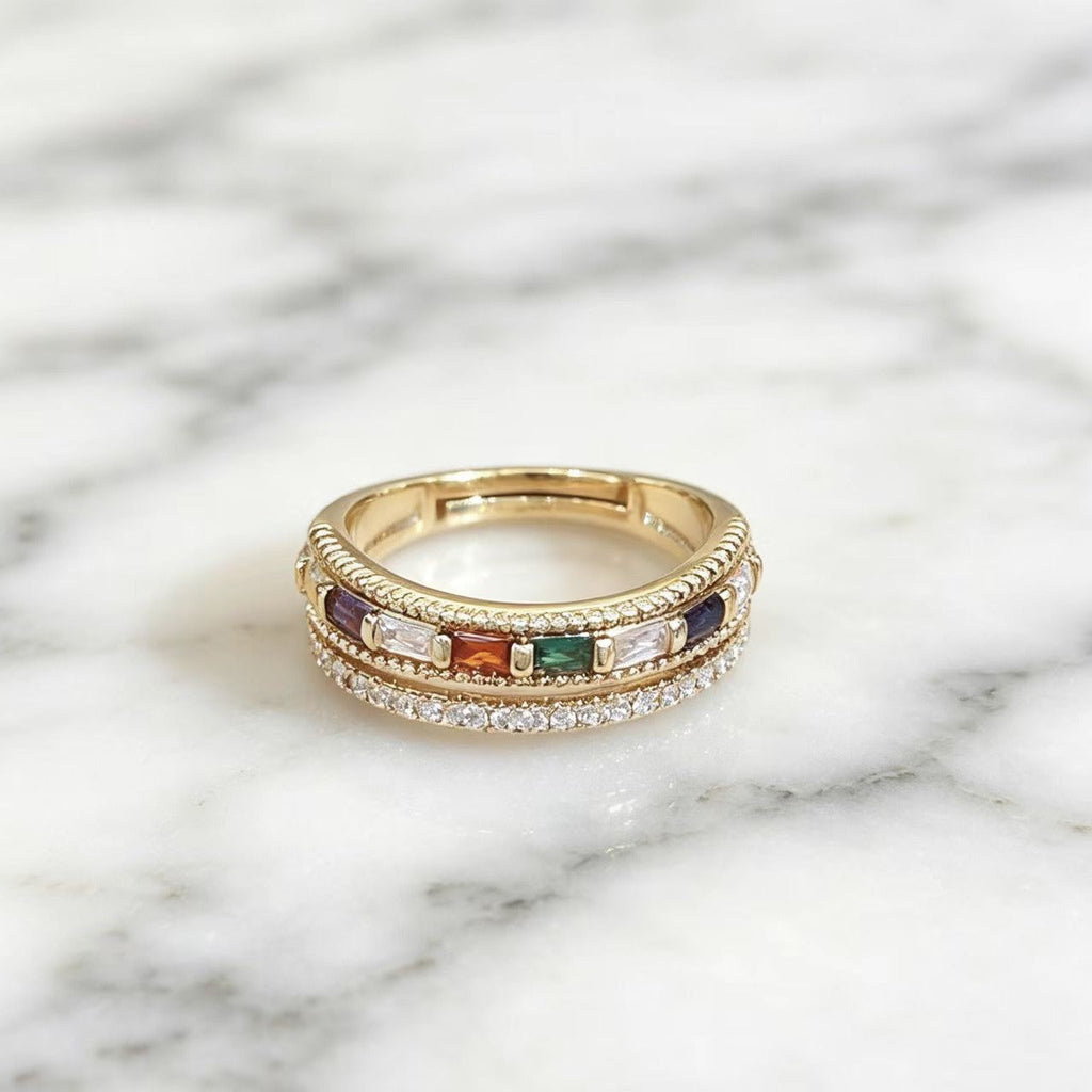 Elegant Double-Layer Gold-Plated Round Ring