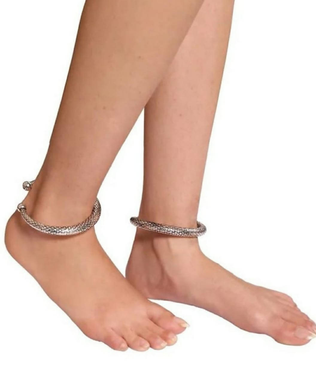 Oxidised Silver-Plated Rajasthani Kada Anklets for Ethnic Wear