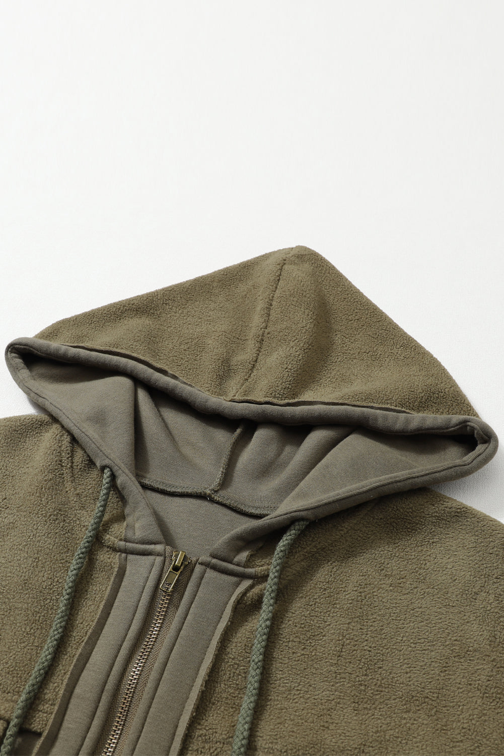 Green Bishop Sleeve Zip Up Hoodie Jacket with Flap Pockets