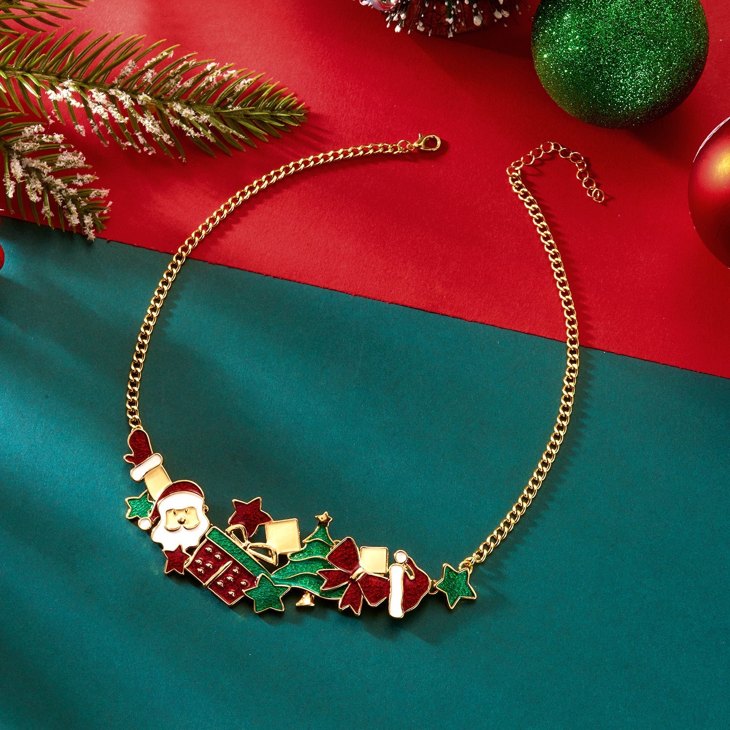 European And American Cross-Border Christmas Gifts Christmas Necklace Bracelet Earrings Set Female Cute Cartoon Bracelet Holiday Jewelry