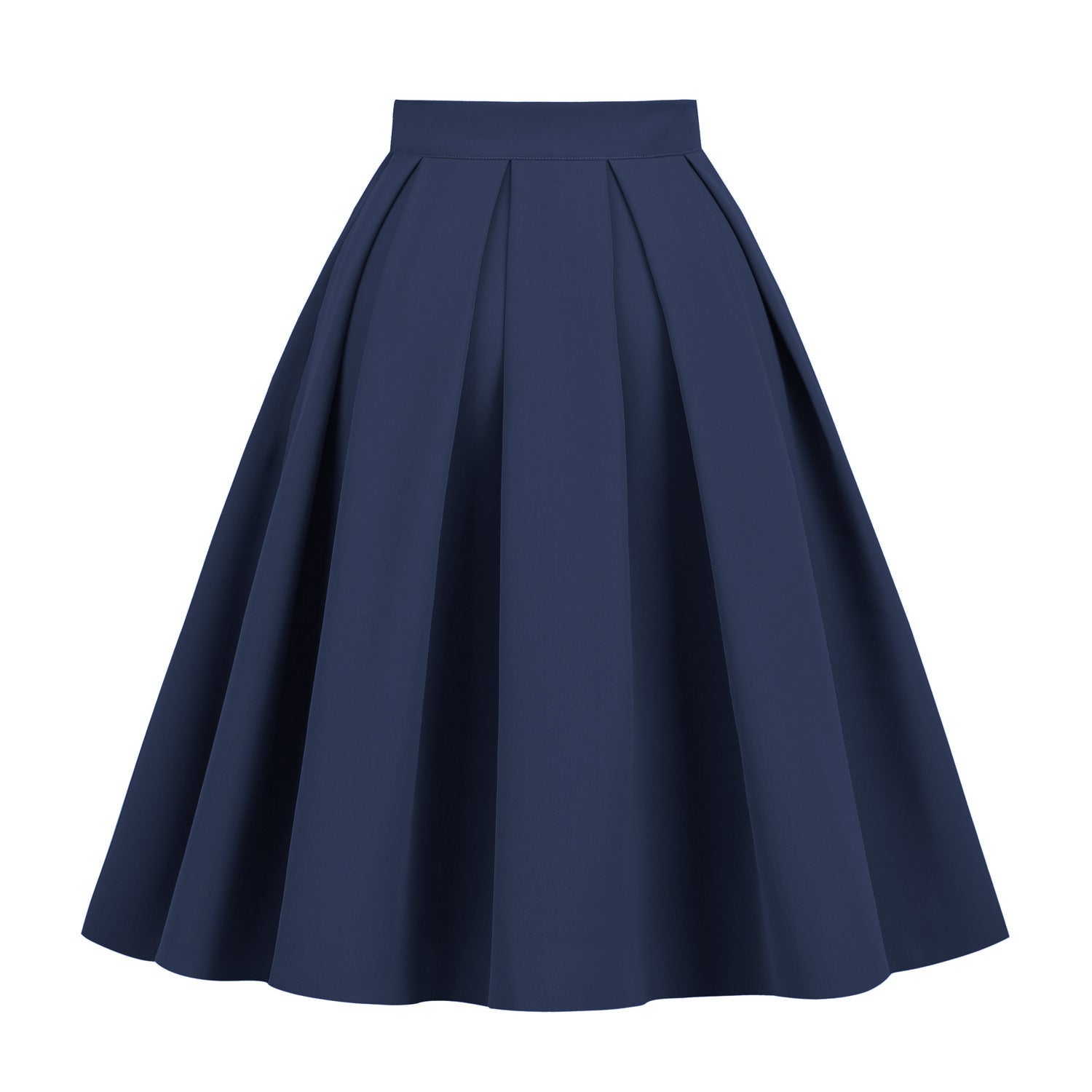 Vintage Style Solid Color A-Line Umbrella Swing Midi Skirt