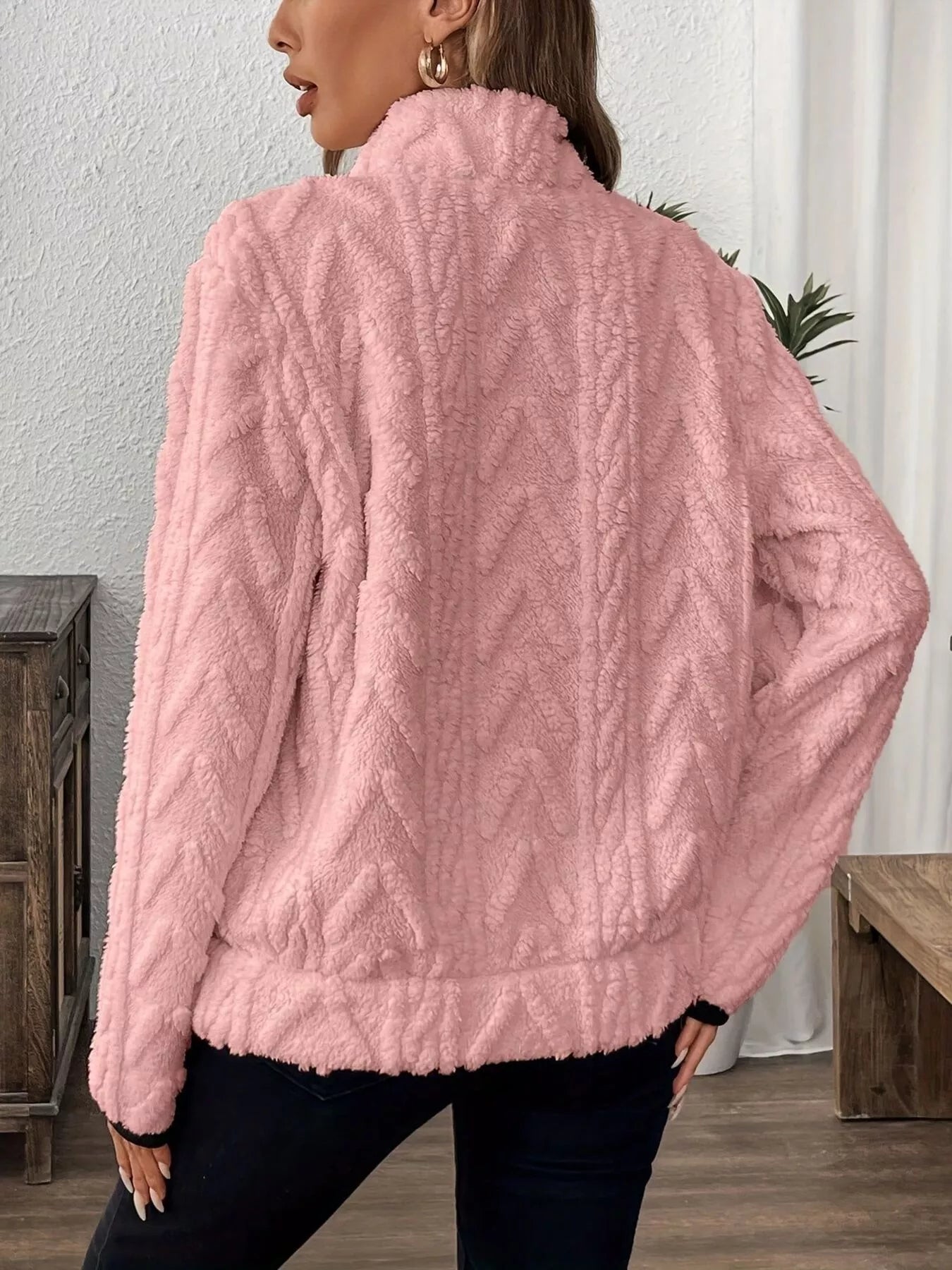 Full Size Fleece Half Zip Sweatshirt Plus Size