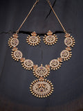 Gold-plated necklace and earring set adorned with multicoloured AD-stones