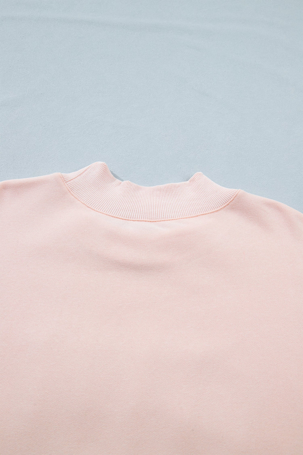 Light Pink BLESSED Embroidered Trim Patch Graphic Plus Size Mock Neck Sweatshirt