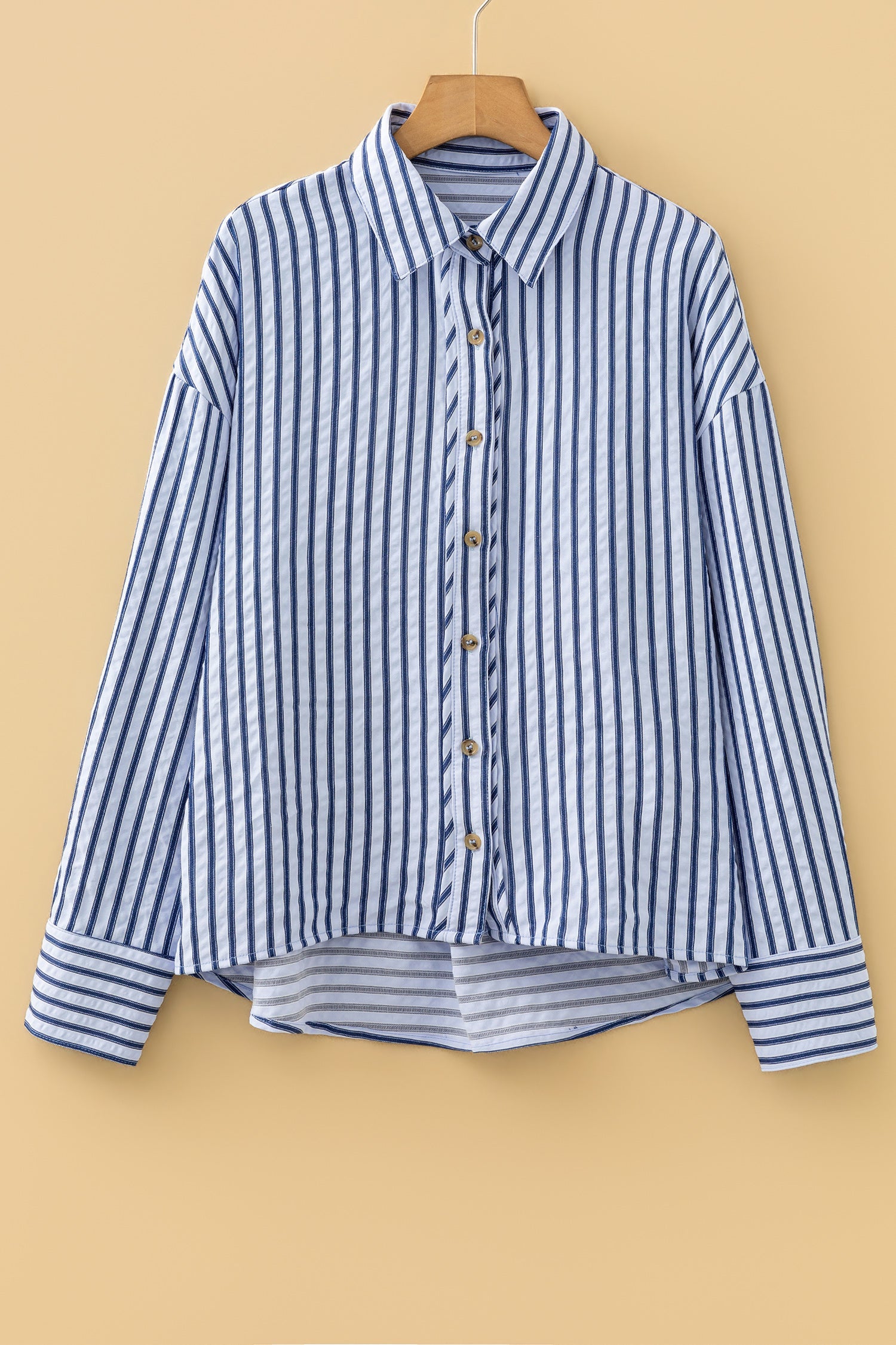 Striped Button Down Long Sleeve Oversized Shirt | Casual Collared Blouse