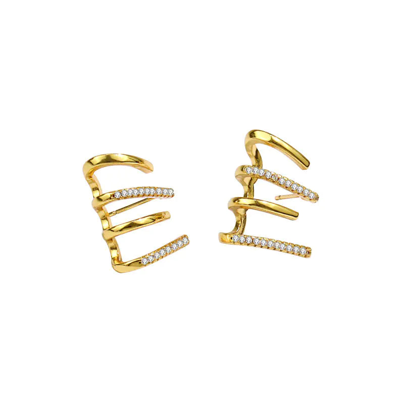 Women's Diamond-Cut Gold & Silver Ear Studs