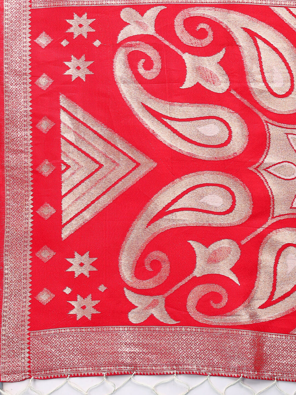 Devistuti Red and White Linen Cotton Saree with Blouse