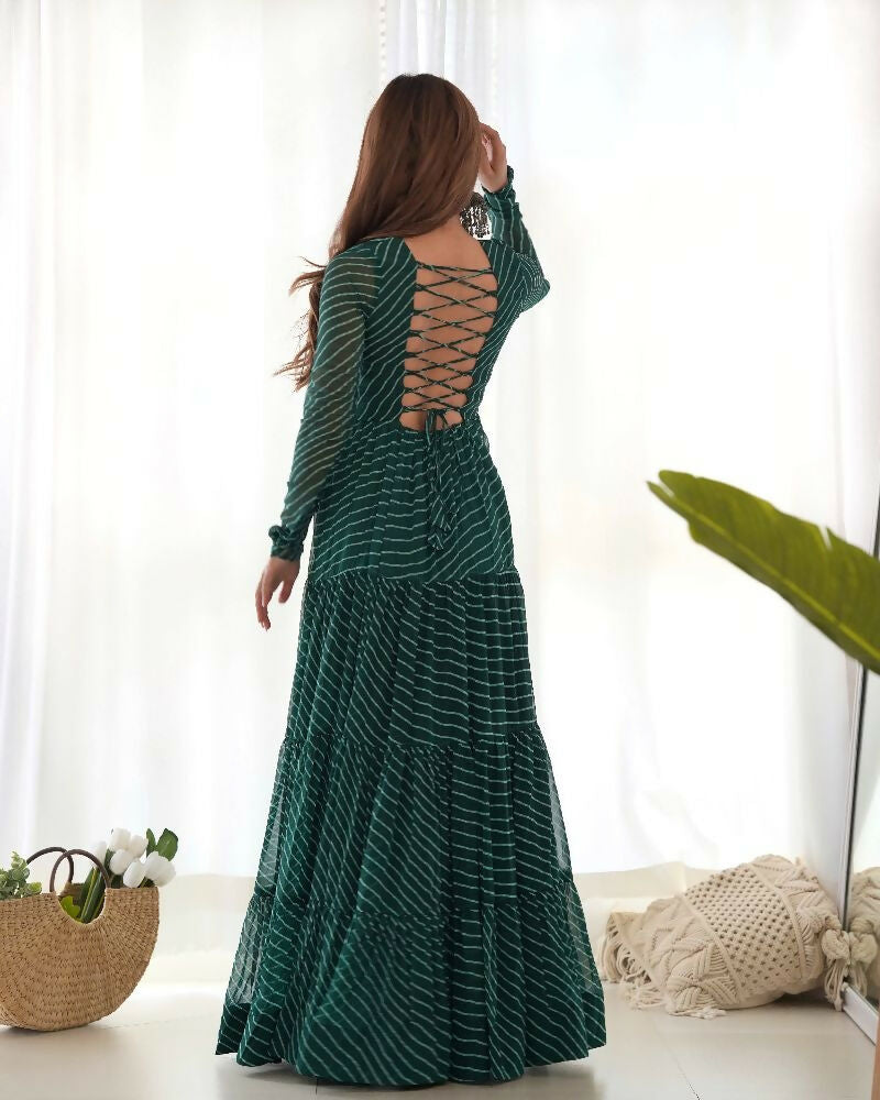Bottle Green Chanderi Kurta Set with Sequin Embroidery Work
