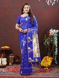 Blue Soft Paithani Silk saree with gold zari Meenakari work
