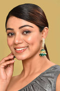 Traditional Kundan and Pearl earrings in Golden White and Green