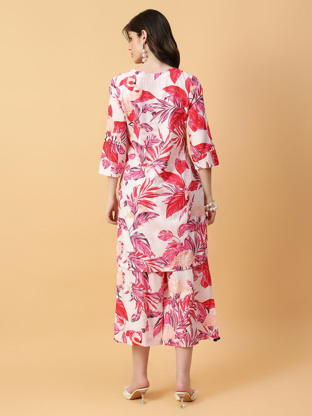 Joban Fashion Red Cotton Printed & Hand Work Co-ord Set