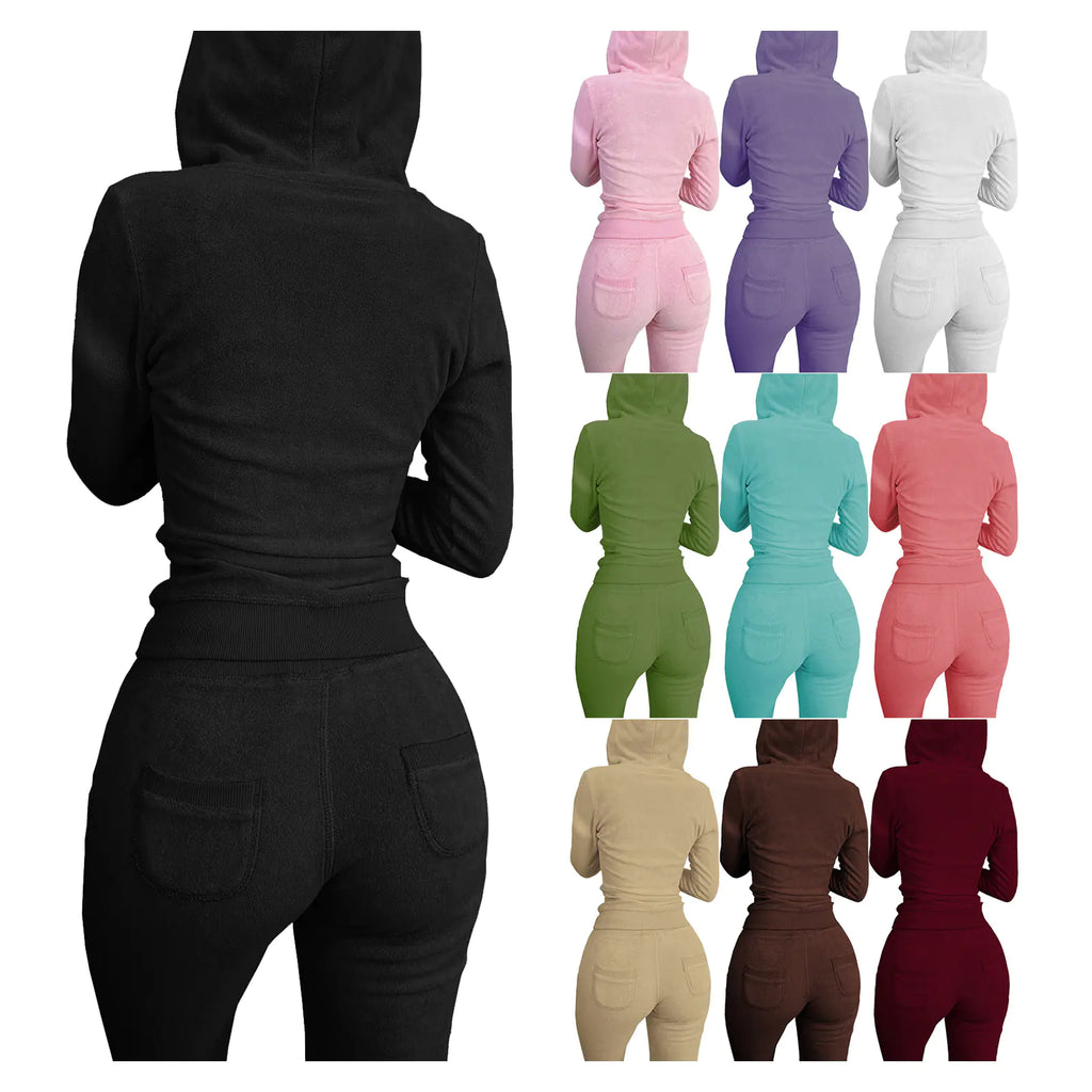 HR8235 Women's Autumn Winter Hooded Vest Set