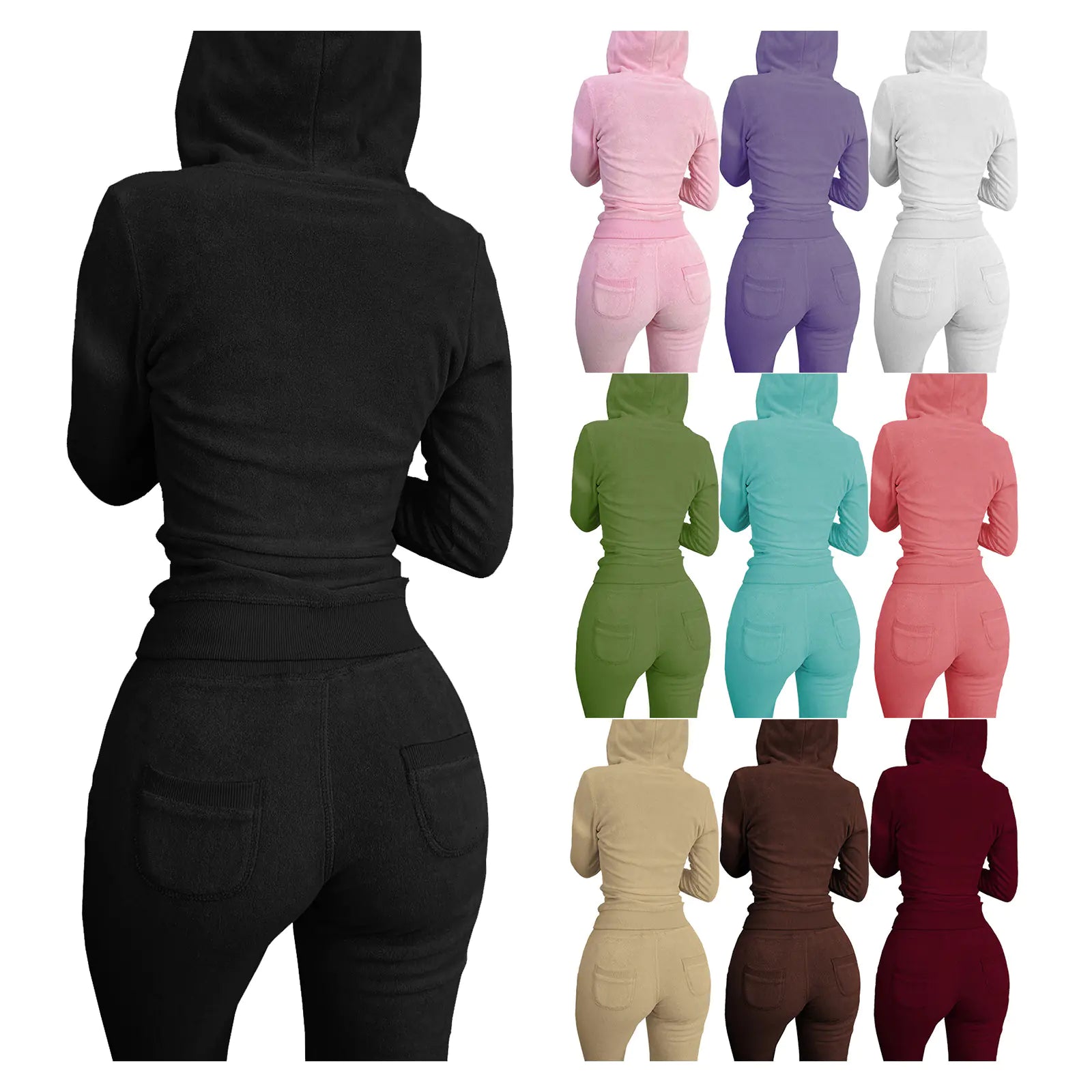 HR8235 Women's Autumn Winter Hooded Vest Set