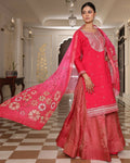 Pink cotton silk floral embroidered kurta set